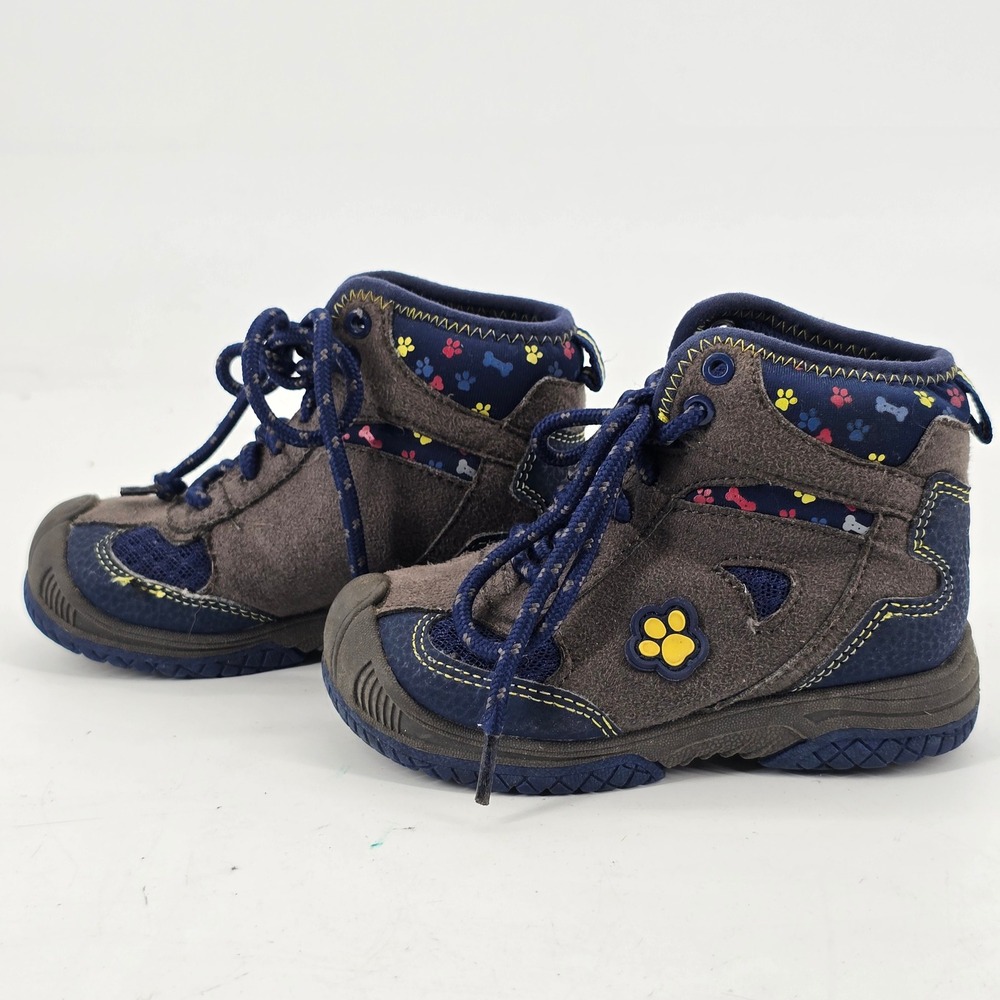 Paw Patrol Hiking Boots Kids Size 7 High Top Blue Grey Paw Print Sneakers